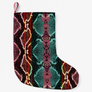 Petite Chaussette De Noël Peau de serpent colorée, poster de animal.