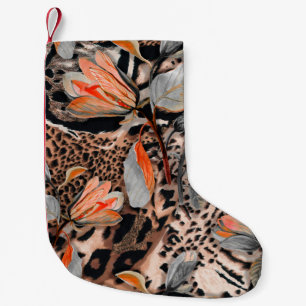 Petite Chaussette De Noël Peaux animales d'afrique sauvage avec patte de fle