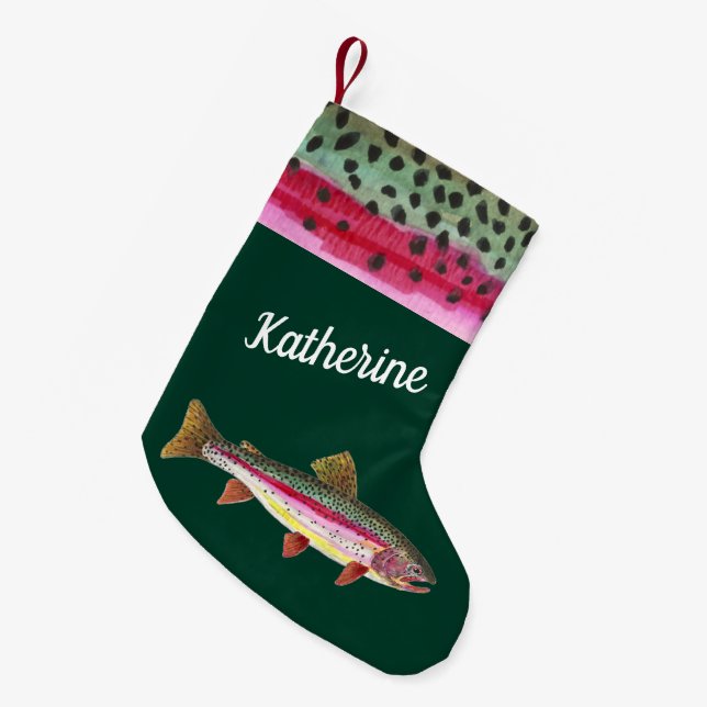 Petite Chaussette De Noël Pêche à la truite arc-en-ciel unique féminine (Devant (Accrochage))
