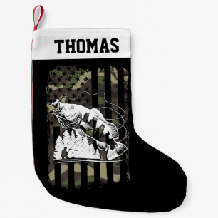 Petite Chaussette De Noël Pêche au bar personnalisée États-Unis Drapeau S