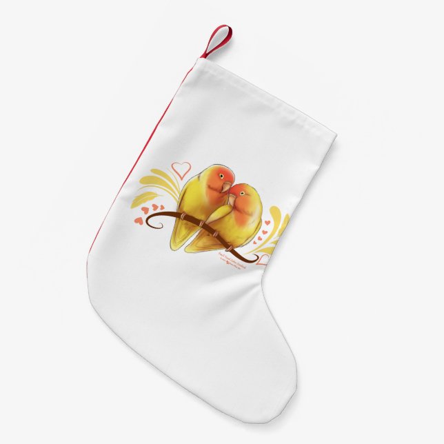 Petite Chaussette De Noël Pêche face Lutino Lovebirds (Devant (Accrochage))