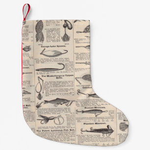 Petite Chaussette De Noël Pêche vintage leures : pêcheur d'antiquité des ann
