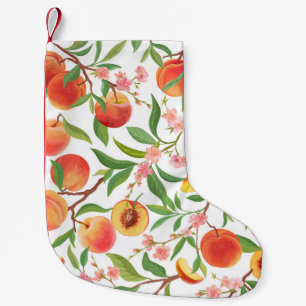 Petite Chaussette De Noël Pêcher le Motif Vintage de fruits tropicaux.