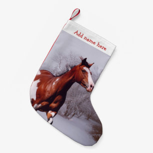 Petite Chaussette De Noël Peignez le bas de Noël de neige de cheval