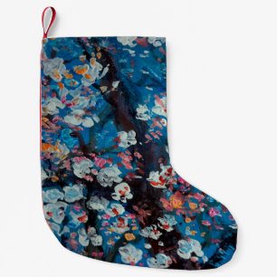 Petite Chaussette De Noël Peinture à l'huile d'art, fleur de cerisier, abstr