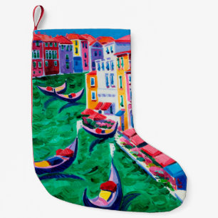 Petite Chaussette De Noël  peinture à l'huile de Venise, Italie sur toile