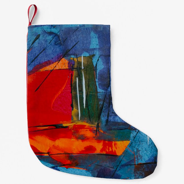 Petite Chaussette De Noël Peinture Abstraite (Devant)