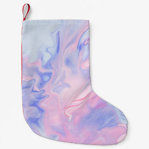 PETITE CHAUSSETTE DE NOËL PEINTURE ABSTRAITE BLEUE ET BLANCHE 5