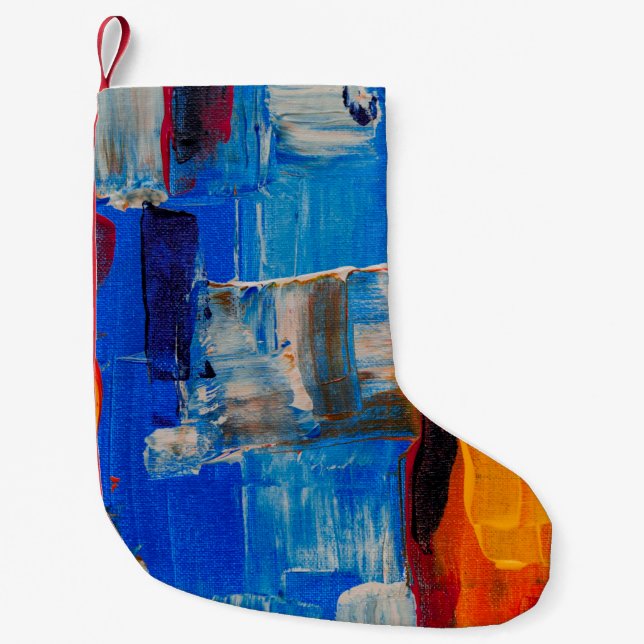 Petite Chaussette De Noël Peinture abstraite couleur aérée (Devant)