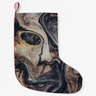Petite Chaussette De Noël Peinture abstraite noire, brune et grise