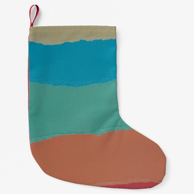 Petite Chaussette De Noël Peinture abstraite orange et noire (Devant)