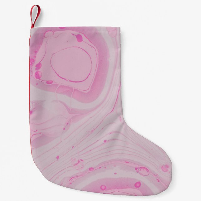 PETITE CHAUSSETTE DE NOËL PEINTURE ABSTRAITE ROSE ET BLANCHE (Devant)