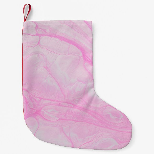 Petite Chaussette De Noël Peinture abstraite rose et blanche (Devant)