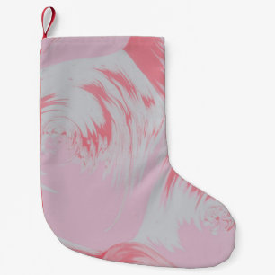 PETITE CHAUSSETTE DE NOËL PEINTURE ABSTRAITE ROSE ET BLANCHE