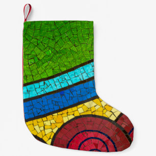Petite Chaussette De Noël Peinture abstraite verte et rouge