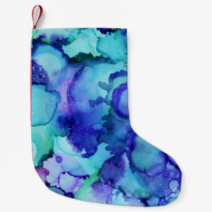 Petite Chaussette De Noël Peinture abstraite violette et blanche