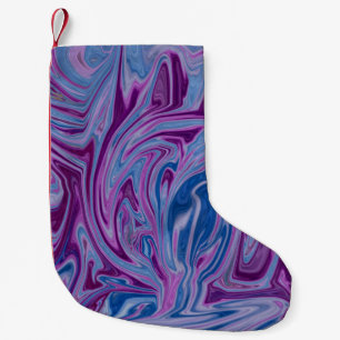 Petite Chaussette De Noël Peinture abstraite violette et bleue