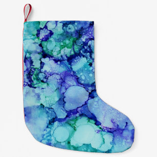Petite Chaussette De Noël Peinture abstraite violette et bleue