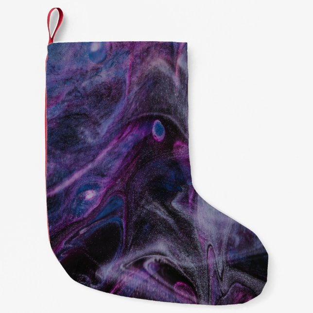Petite Chaussette De Noël Peinture abstraite violette et rose (Devant)