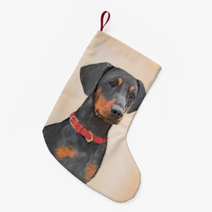 Petite Chaussette De Noël Peinture allemande Pinscher peinture art animal or