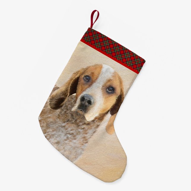 Petite Chaussette De Noël Peinture américaine anglaise sur pilon - Chien Art (Devant (Accrochage))