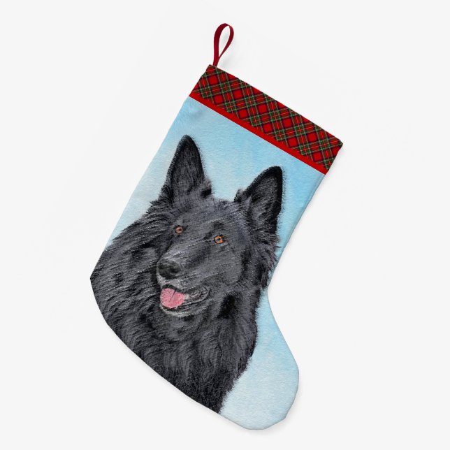 Petite Chaussette De Noël Peinture belge Sheepdog - Cute Original Chien Art (Devant (Accrochage))