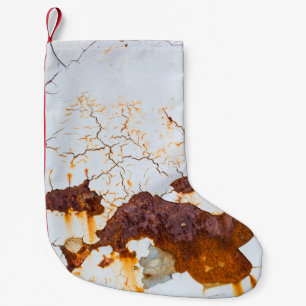 Petite Chaussette De Noël Peinture blanche fêlée, voiture rouillée.