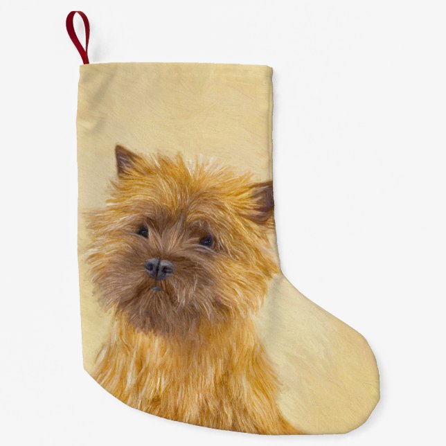 Petite Chaussette De Noël Peinture Cairn Terrier - Cute Original Chien Art (Devant)