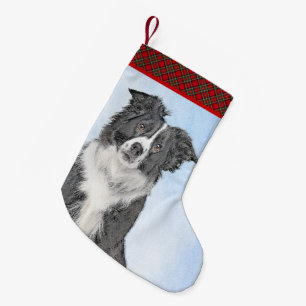 Petite Chaussette De Noël Peinture Collie Bordure - Joli art original chien
