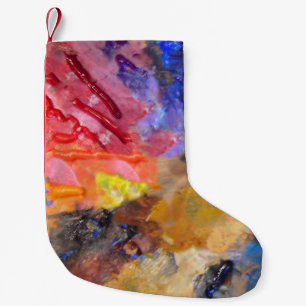 Petite Chaussette De Noël Peinture colorée de la palette du peintre artiste