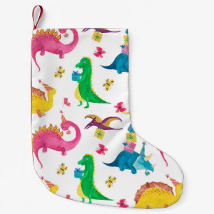 Petite Chaussette De Noël Peinture d'aquarelle motif transparent avec dinosa