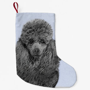 Petite Chaussette De Noël Peinture de caniche Miniature Jouet noir Art origi