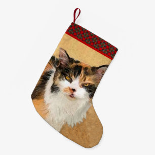 Petite Chaussette De Noël Peinture de chat Calico - Cute Original Cat Art