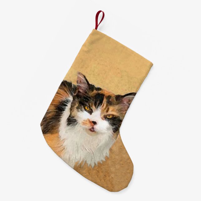 Petite Chaussette De Noël Peinture de chat Calico - Cute Original Cat Art (Devant (Accrochage))