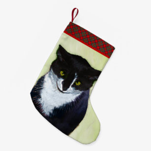 Petite Chaussette De Noël Peinture de chat Tuxedo - Cute Original Cat Art