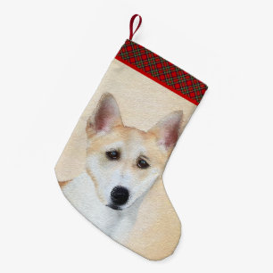 Petite Chaussette De Noël Peinture de chien de Canaan - jolie art original d