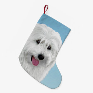 Petite Chaussette De Noël Peinture de chien des lowland polonais - Art du ch