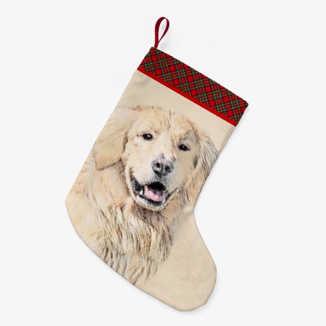 Petite Chaussette De Noël Peinture de Golden Retriever - Beau art original d (Devant (Accrochage))