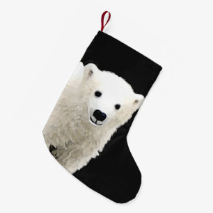 Petite Chaussette De Noël Peinture de l'ours polaire - Art original de la fa