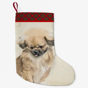 Petite Chaussette De Noël Peinture de Pekingese - L'art original du chien