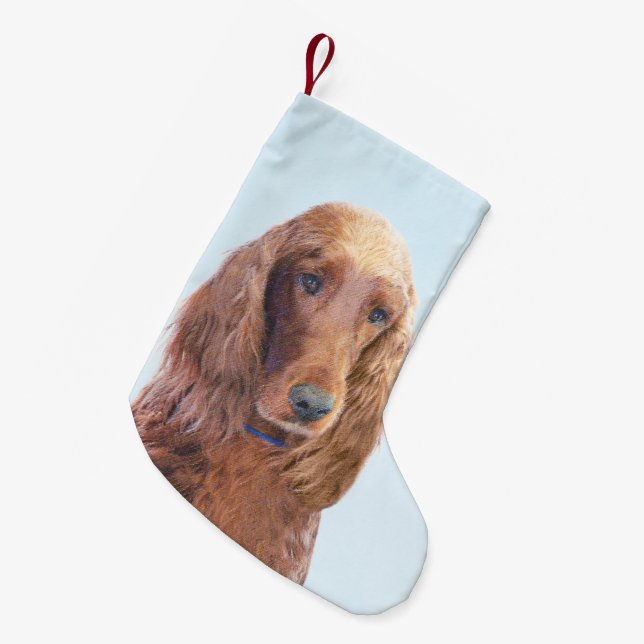 Petite Chaussette De Noël Peinture de Setter irlandais - Joli art original d (Devant (Accrochage))