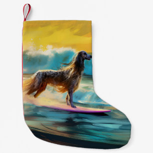 Petite Chaussette De Noël Peinture de surf de plage de Lévrier Afghan