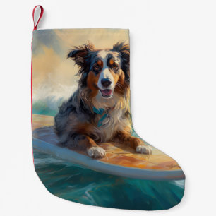 Petite Chaussette De Noël Peinture de surf sur plage de Berger Australien