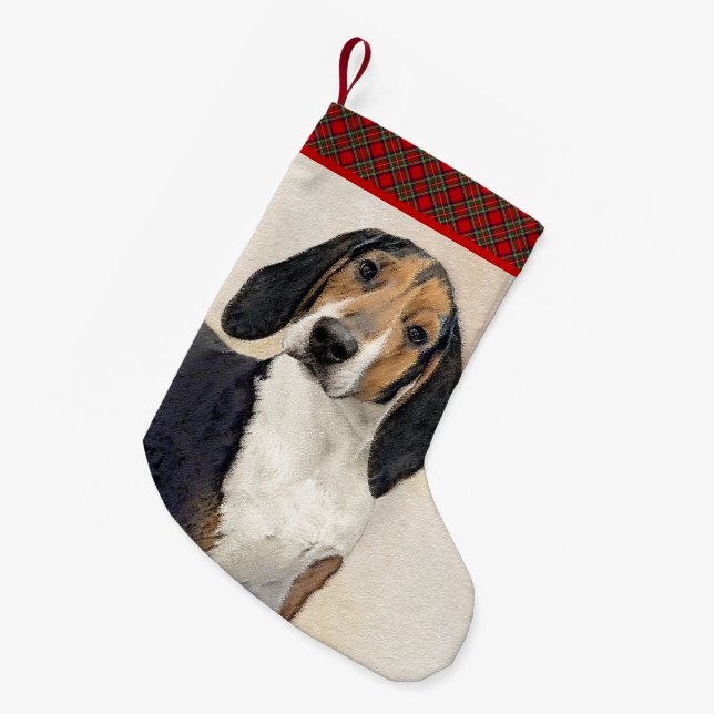 Petite Chaussette De Noël Peinture de Treeing Walker Coonhound - Œuvre d'art (Devant (Accrochage))