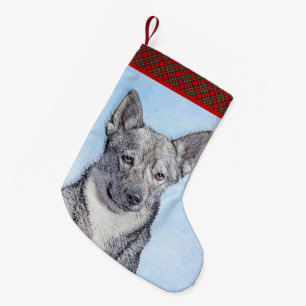 Petite Chaussette De Noël Peinture de Vallhund suédois - Art de chien origin