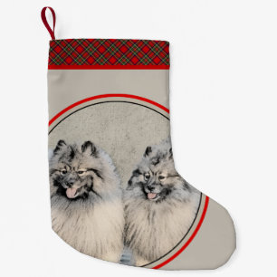 Petite Chaussette De Noël Peinture des frères Keeshond - Art canin original