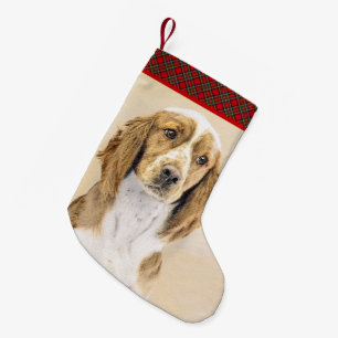 Petite Chaussette De Noël Peinture d'espagnol Welsh Springer - Art original 