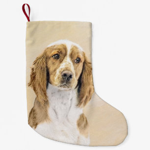 Petite Chaussette De Noël Peinture d'espagnol Welsh Springer - Art original 