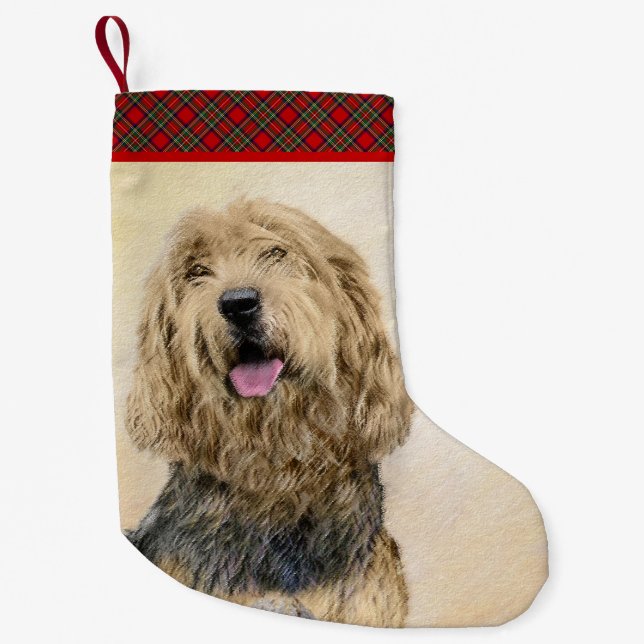 Petite Chaussette De Noël Peinture d'Otterhound - Joli art original de chien (Devant)