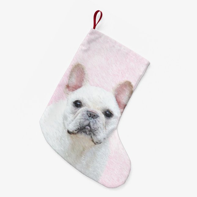 Petite Chaussette De Noël Peinture française de Bulldog (Crème/Blanc) - Art  (Devant (Accrochage))